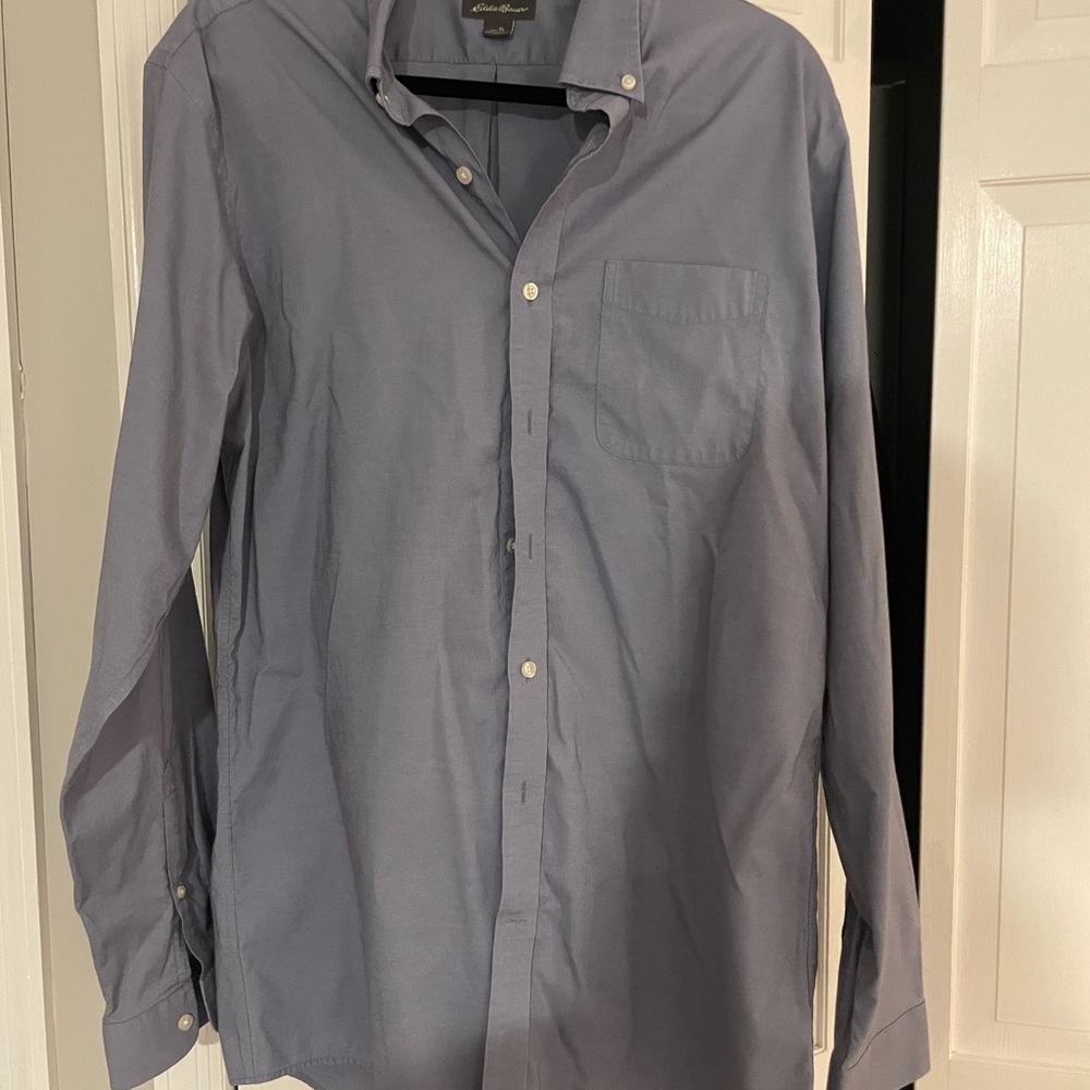 Eddie Bauer Wrinkle Men's Blue Button-Up Shirt